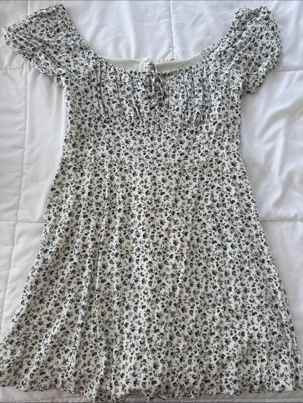 PacSun Cream Mini Dress with Navy Floral Print